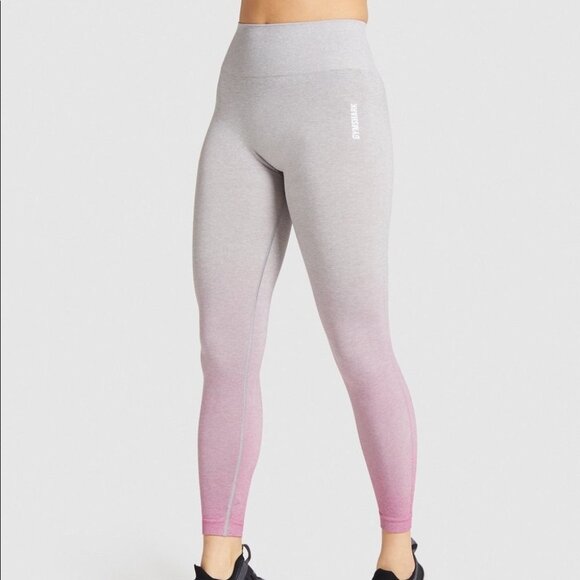 NWT GYMSHARK ADAPT  OMBRE SEAMLESS LEGGINGS in PINK/GREY MARL size small - Picture 15 of 16